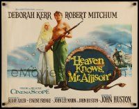7k117 HEAVEN KNOWS MR. ALLISON 1/2sh '57 barechested Robert Mitchum w/rifle & nun Deborah Kerr!