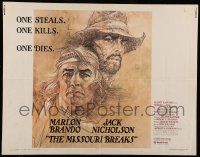 7k166 MISSOURI BREAKS 1/2sh '76 art of Marlon Brando & Jack Nicholson by Bob Peak!