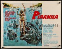 7k193 PIRANHA int'l 1/2sh '78 Roger Corman, great art of man-eating fish & sexy girl by John Solie!