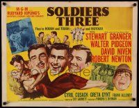 7k230 SOLDIERS THREE style B 1/2sh '51 Granger, Pidgeon & Niven, rough, tough, and riotous!