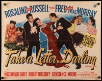 7k243 TAKE A LETTER DARLING style A 1/2sh '42 Fred MacMurray, Rosalind Russell, Constance Moore