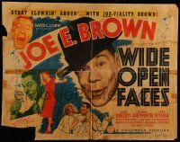 7k274 WIDE OPEN FACES 1/2sh '38 wacky sleuth Joe E. Brown, Jane Wyman!