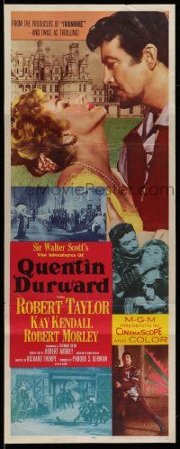 7k302 ADVENTURES OF QUENTIN DURWARD insert '55 English hero Robert Taylor romances Kay Kendall!