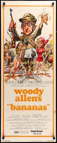 7k332 BANANAS insert '71 great artwork of Woody Allen by E.C. Comics artist Jack Davis!