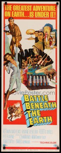 7k336 BATTLE BENEATH THE EARTH insert '68 cool sci-fi art of Kerwin Mathews & sexy Viviane Ventura