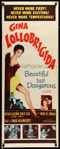 7k338 BEAUTIFUL BUT DANGEROUS insert '57 wonderful full-length art of sexy Gina Lollobrigida!