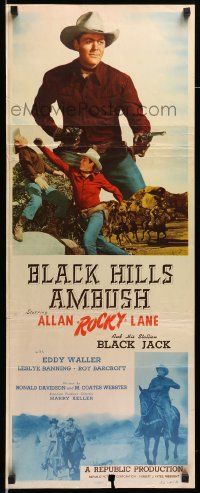 7k347 BLACK HILLS AMBUSH insert '52 cool image of cowboy Allan Rocky Lane pointing 2 guns!