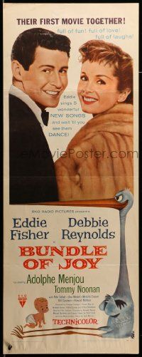 7k367 BUNDLE OF JOY insert '57 Debbie Reynolds, Eddie Fisher, Adolphe Menjou, Tommy Noonan!