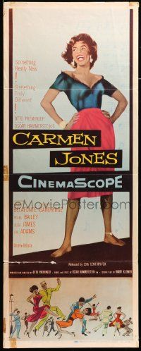 7k381 CARMEN JONES insert '54 great full-length artwork of sexy Dorothy Dandridge!