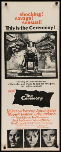7k385 CEREMONY insert '64 artwork of Laurence Harvey in front of firing squad, plus Sarah Miles!