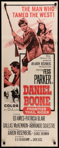 7k402 DANIEL BOONE FRONTIER TRAIL RIDER insert '66 pioneer Fess Parker in coonskin hat!