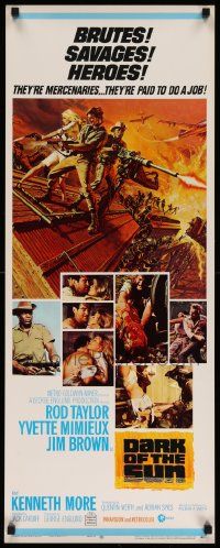 7k405 DARK OF THE SUN insert '68 cool action art of Rod Taylor, Yvette Mimieux & Jim Brown!