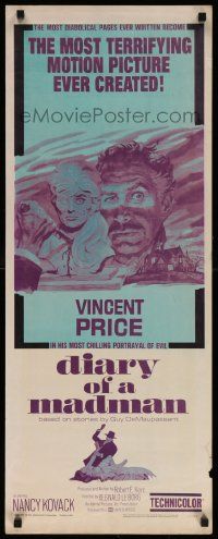 7k413 DIARY OF A MADMAN insert '63 Vincent Price in his most chilling portrayal of evil!