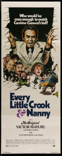 7k429 EVERY LITTLE CROOK & NANNY insert '72 who's crazy enough to snatch Victor Mature's kid!