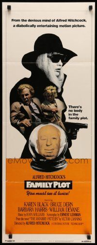 7k434 FAMILY PLOT int'l insert '76 from the mind of devious Alfred Hitchcock, Karen Black,Bruce Dern