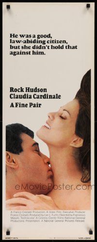 7k438 FINE PAIR insert '69 romantic super close up of Rock Hudson & sexy Claudia Cardinale!