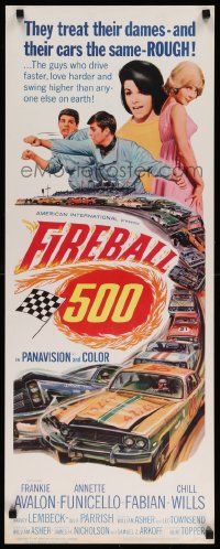 7k440 FIREBALL 500 insert '66 Frankie Avalon & sexy Annette Funicello, cool stock car racing art!