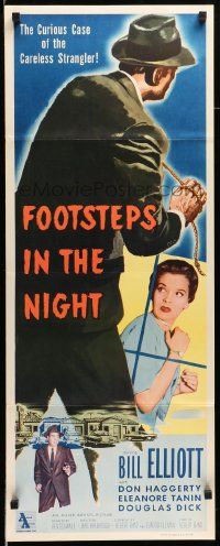 7k443 FOOTSTEPS IN THE NIGHT insert '57 the curious case of the careless strangler!