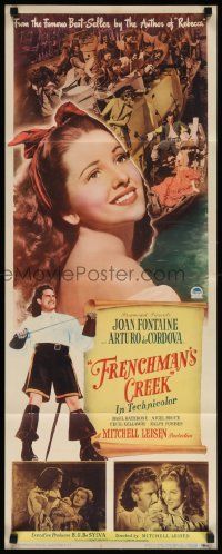 7k451 FRENCHMAN'S CREEK insert '44 c/u of pretty Joan Fontaine, swashbuckler Arturo de Cordova!