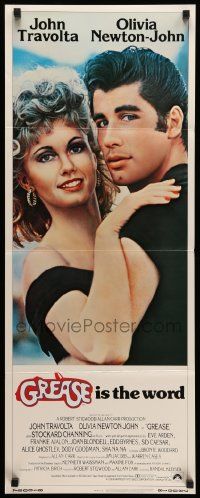 7k463 GREASE int'l insert '78 close up of John Travolta & Olivia Newton-John in classic musical!
