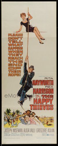 7k471 HAPPY THIEVES insert '62 cool artwork of Rita Hayworth & Rex Harrison!