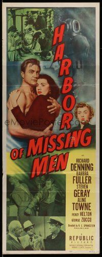 7k473 HARBOR OF MISSING MEN insert '50 barechested Richard Denning, Barbara Fuller!