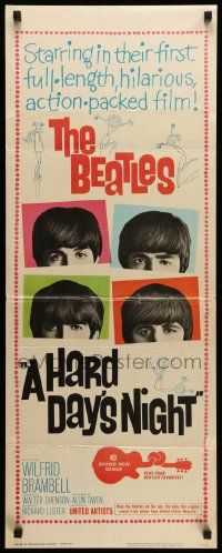 7k474 HARD DAY'S NIGHT insert '64 great image of The Beatles, their 1st film, rock & roll classic!