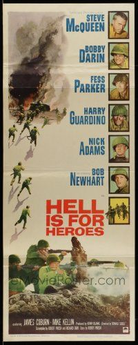 7k483 HELL IS FOR HEROES insert '62 Steve McQueen, Bob Newhart, Fess Parker, Bobby Darin