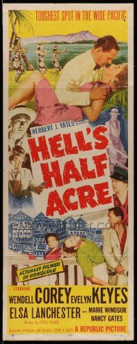 7k487 HELL'S HALF ACRE insert '54 Wendell Corey romances sexy Evelyn Keyes in Hawaii!