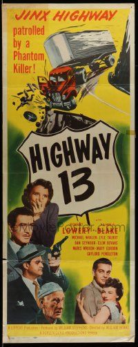 7k494 HIGHWAY 13 insert '49 Robert Lowery, Pamela Blake, Michael Whalen, hell on wheels!