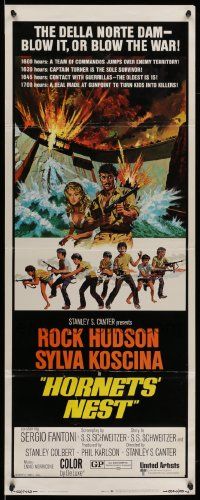 7k510 HORNETS' NEST insert '70 Rock Hudson, great art of cast with guns!