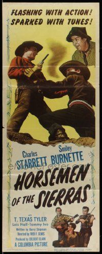 7k511 HORSEMEN OF THE SIERRAS insert '49 Charles Starrett as The Durango Kid, Smiley Burnett