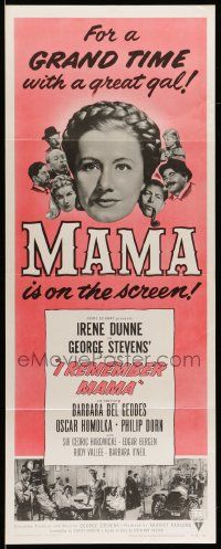 7k528 I REMEMBER MAMA insert R55 Irene Dunne, Barbara Bel Geddes, directed by George Stevens!