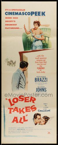 7k648 LOSER TAKES ALL insert '57 artwork of Rossano Brazzi, Glynis Johns in nightie!