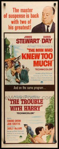 7k661 MAN WHO KNEW TOO MUCH/TROUBLE WITH HARRY insert '63 Alfred Hitchcock double-feature!
