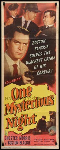 7k691 ONE MYSTERIOUS NIGHT insert '44 Chester Morris as Boston Blackie solves the blackest crime!