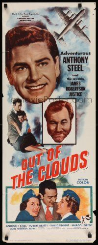 7k696 OUT OF THE CLOUDS insert '57 airplane pilot Anthony Steel, James Robertson Justice