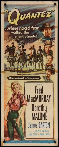 7k723 QUANTEZ insert '57 artwork of Fred MacMurray & sexy Dorothy Malone with torn shirt!