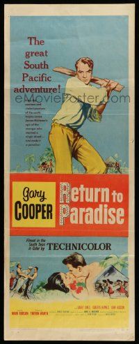 7k733 RETURN TO PARADISE insert '53 art of Gary Cooper, from James A. Michener's story!