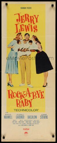 7k739 ROCK-A-BYE BABY insert '58 Jerry Lewis with Marilyn Maxwell, Connie Stevens, and triplets!