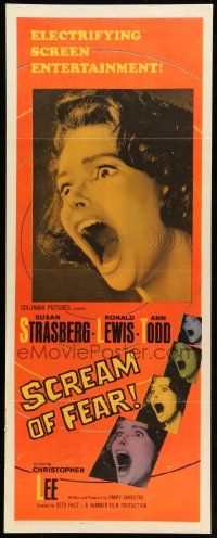 7k760 SCREAM OF FEAR insert '61 Hammer, classic terrified Susan Strasberg horror image!
