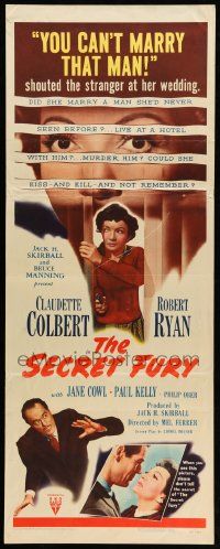 7k766 SECRET FURY insert '50 Claudette Colbert, Robert Ryan, directed by Mel Ferrer!