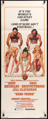 7k769 SEMI-TOUGH insert '77 Burt Reynolds, Kristofferson, sexy girls & football art by McGinnis!