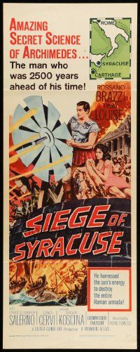 7k787 SIEGE OF SYRACUSE insert '62 Rossano Brazzi, Tina Louise, the amazing story of Archimedes!