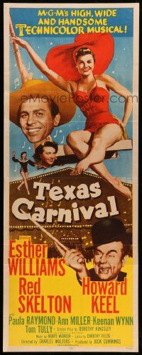 7k847 TEXAS CARNIVAL insert '51 Red Skelton, art of sexy Esther Williams in skimpy outfit at fair!