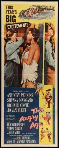 7k855 THIS ANGRY AGE insert '58 great art of Anthony Perkins & nearly naked Silvana Mangano!