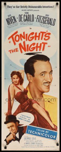 7k869 TONIGHT'S THE NIGHT insert '54 David Niven, sexy Yvonne De Carlo, Happy Ever After!