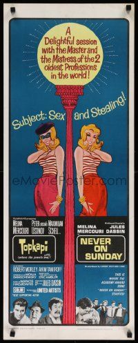 7k873 TOPKAPI/NEVER ON SUNDAY insert '65 Melina Mercouri & Jules Dassin double-bill, sexy art!