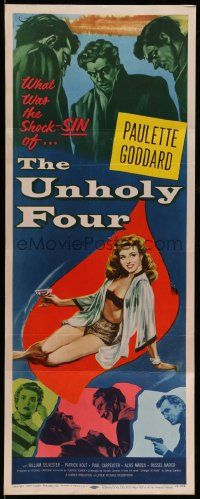 7k885 UNHOLY FOUR insert '54 sexiest half-dressed Paulette Goddard trapped in a web of intrigue!