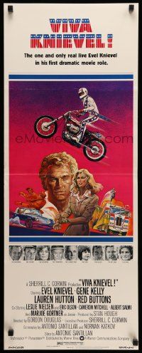 7k897 VIVA KNIEVEL insert '77 best artwork of the greatest daredevil jumping his motorcycle!